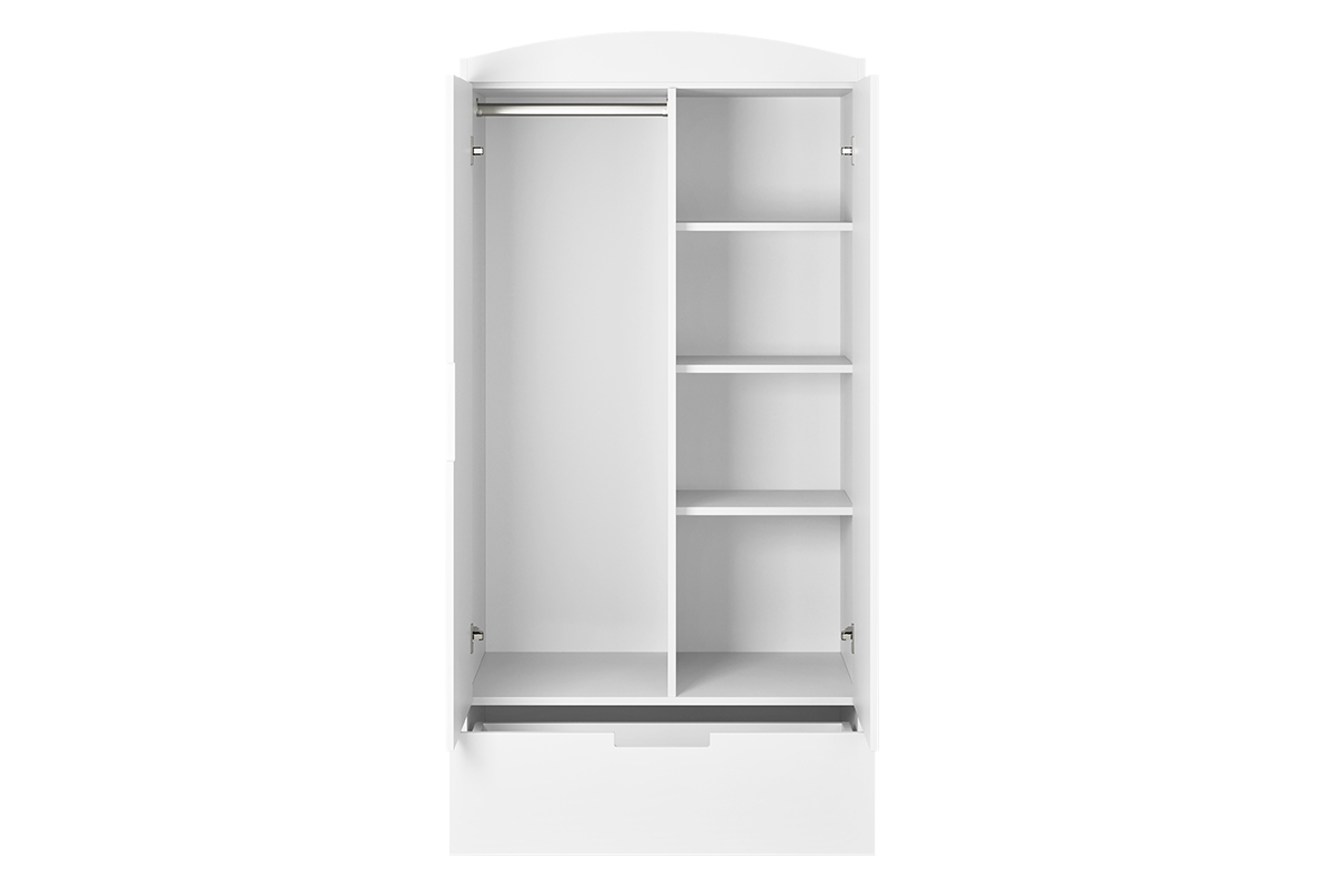 Armoire avec penderie et tagres finition blanc mat L90 cm ANTONIN