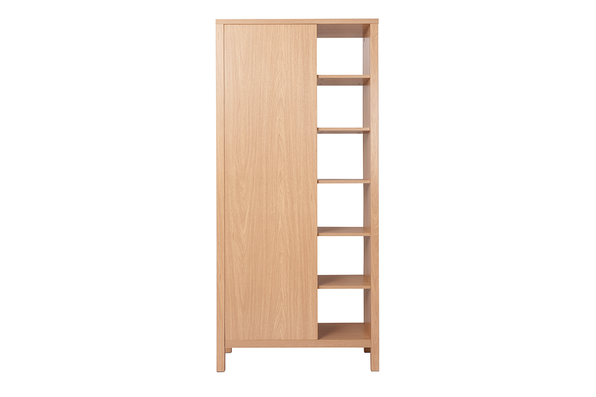 Armoire d'entre avec penderie et tagres finition bois chne clair L83 cm GUMBY