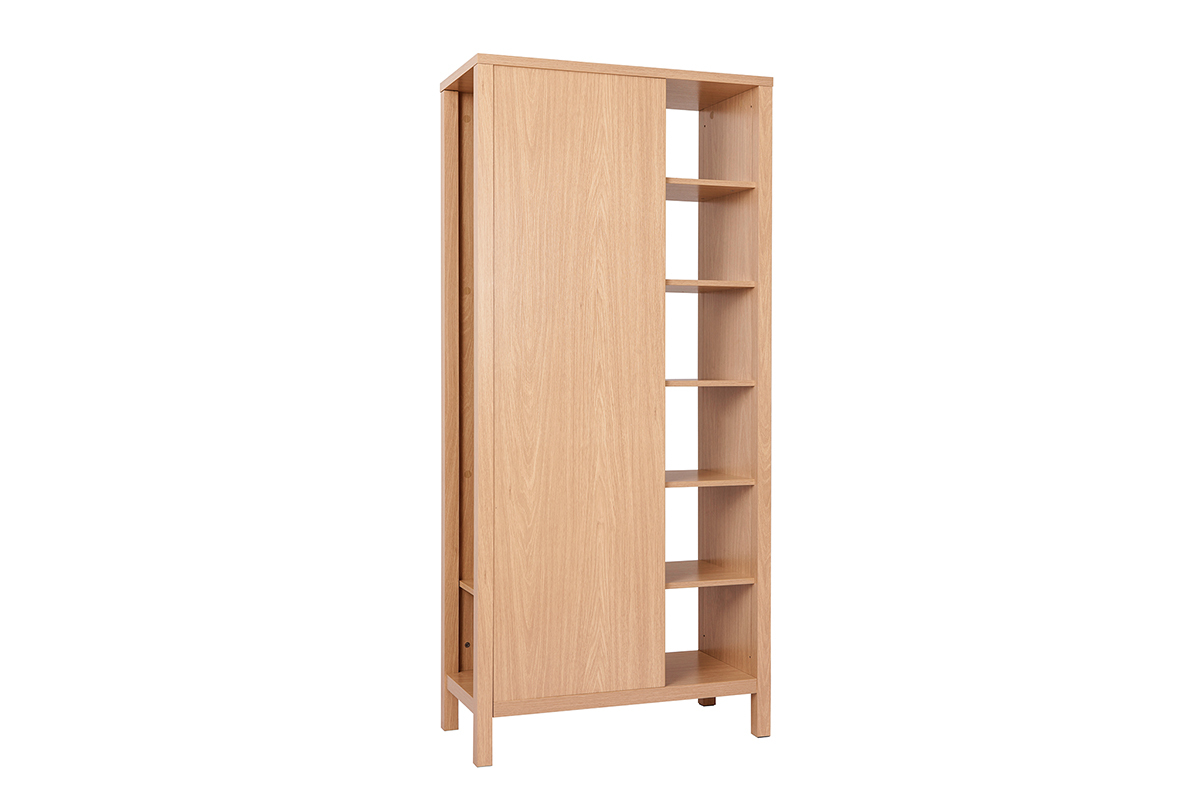 Armoire d'entre avec penderie et tagres finition bois chne clair L83 cm GUMBY