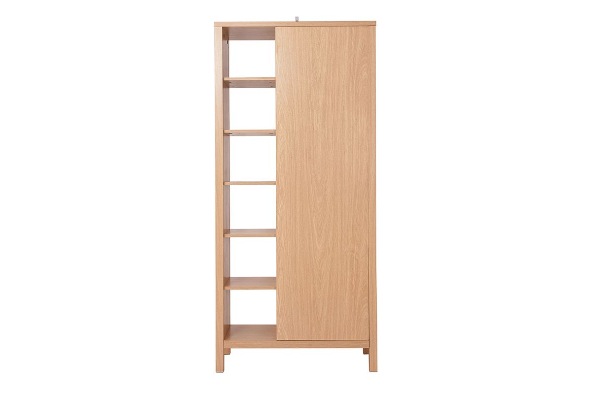 Armoire d'entre avec penderie et tagres finition bois chne clair L83 cm GUMBY