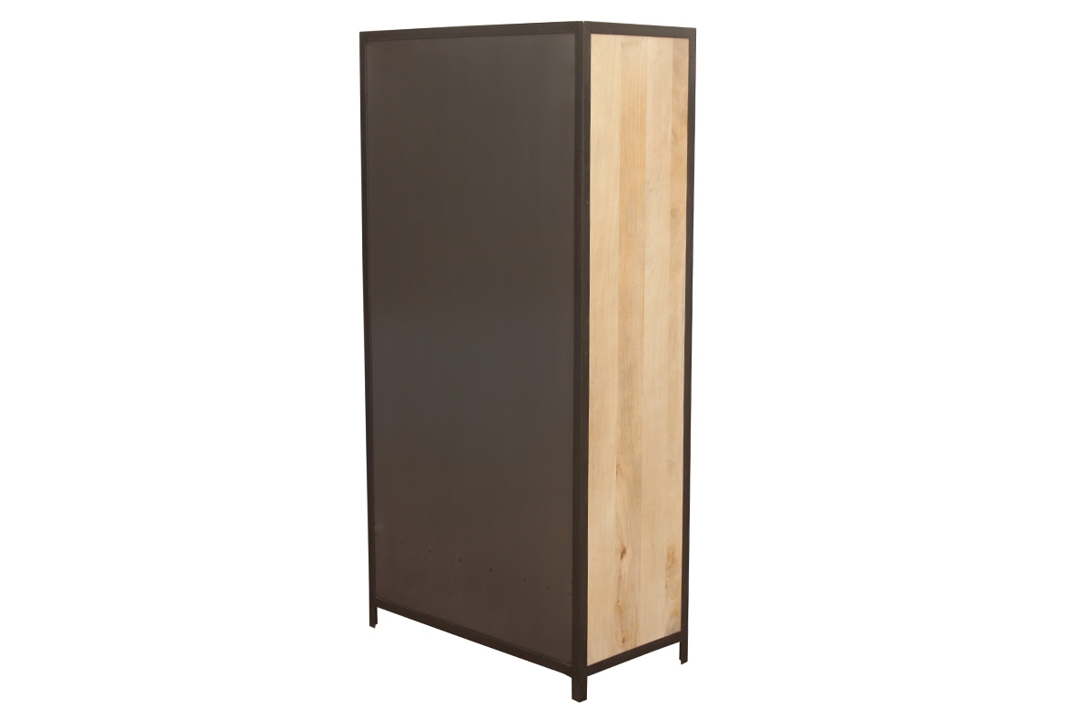 Armoire industrielle en bois massif manguier et mtal noir L90 cm INDUSTRIA