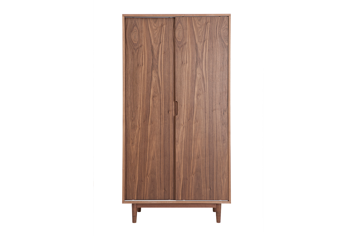 Armoire vintage noyer 2 portes coulissantes L95 cm ARGAN