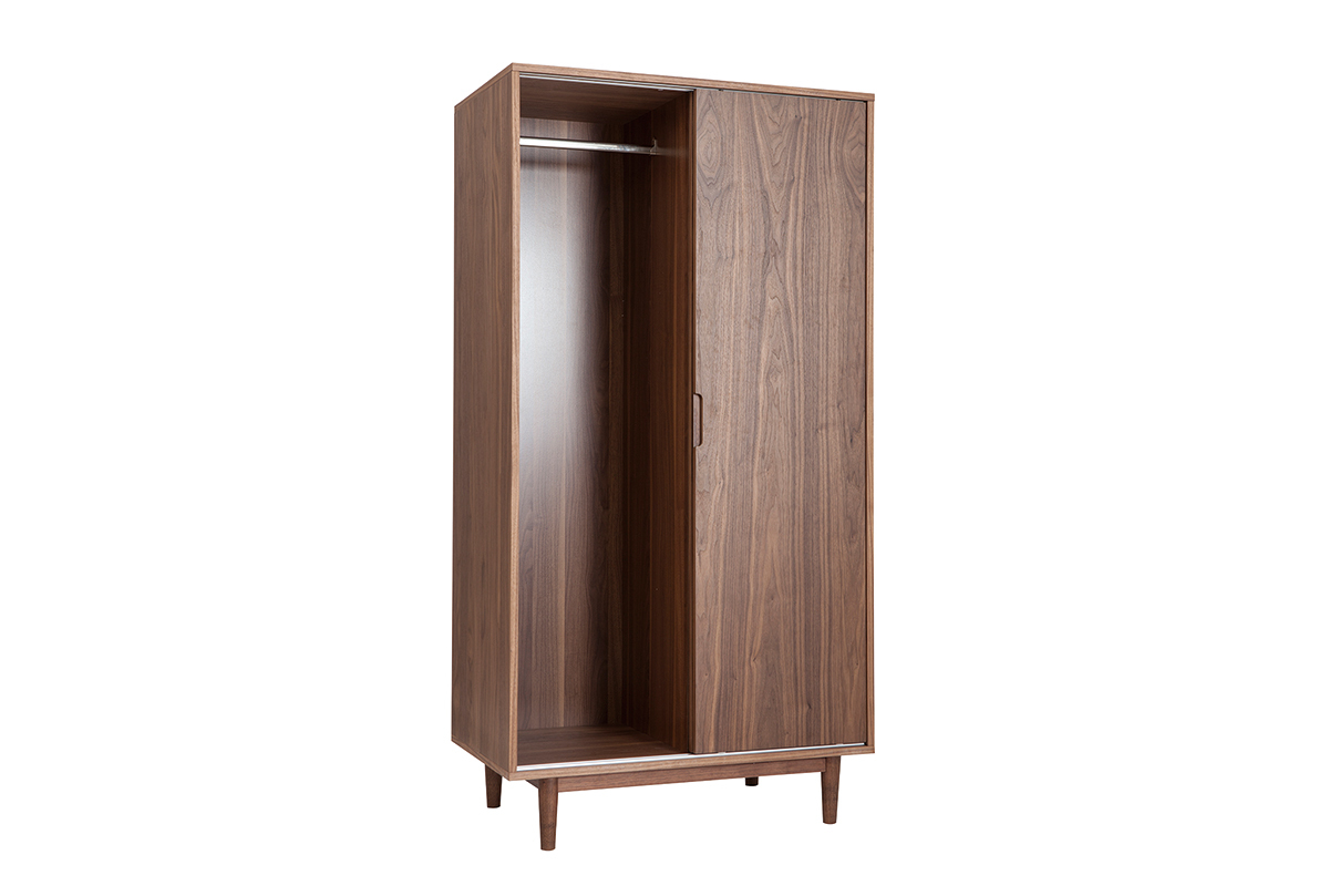 Armoire vintage noyer 2 portes coulissantes L95 cm ARGAN