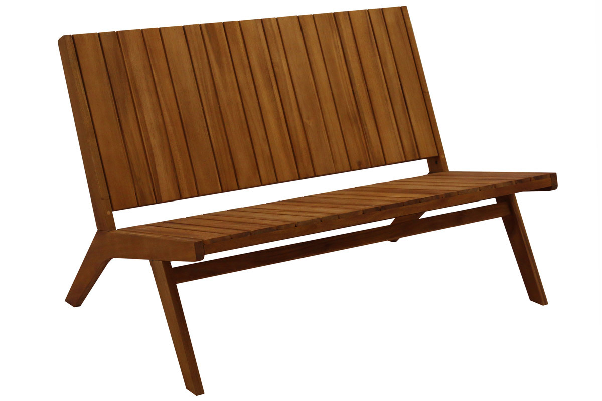 Banc de jardin en bois massif 2 places L116 cm TIDAK