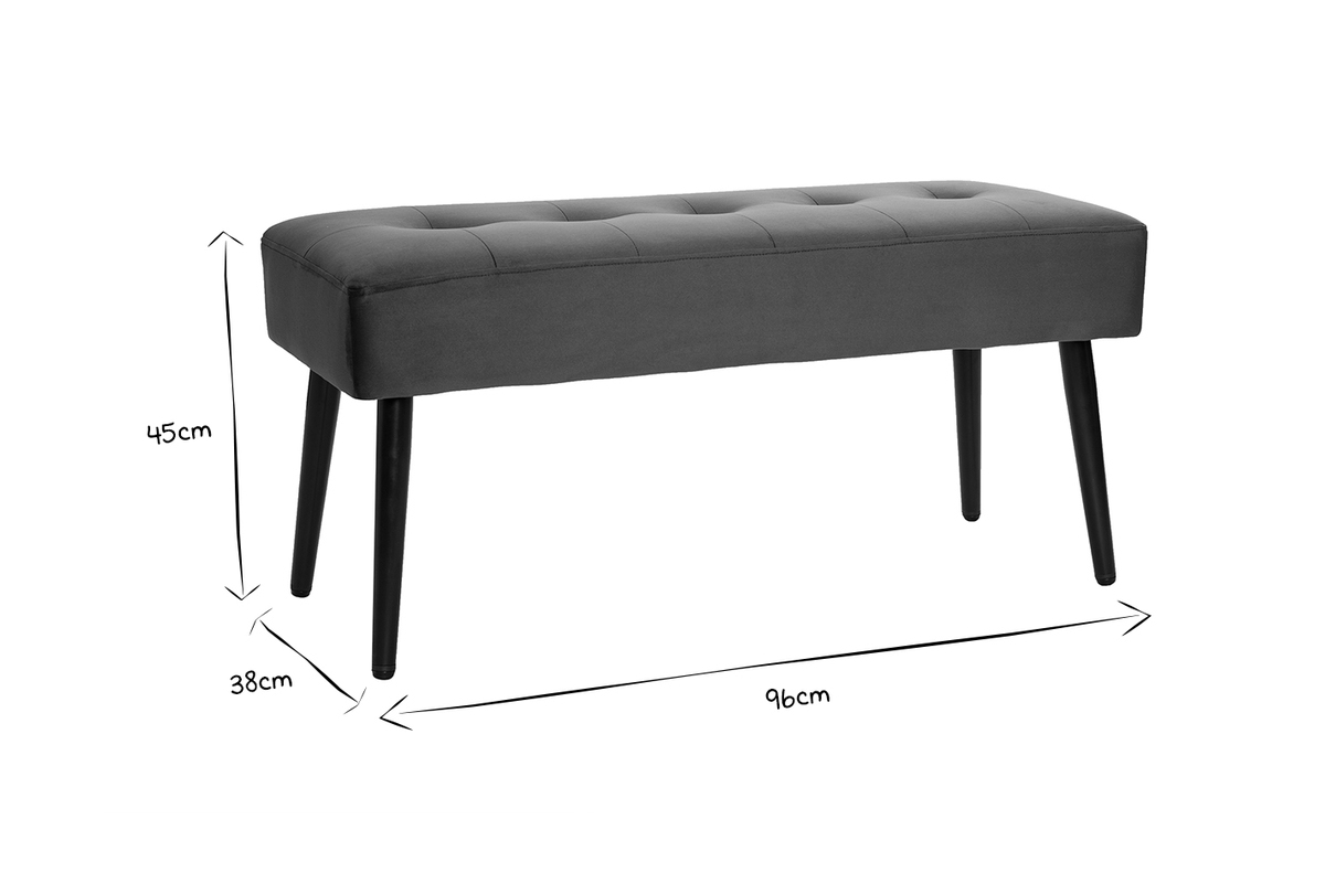 Banc design capitonn en velours terre brle et mtal noir L95 cm GUESTA