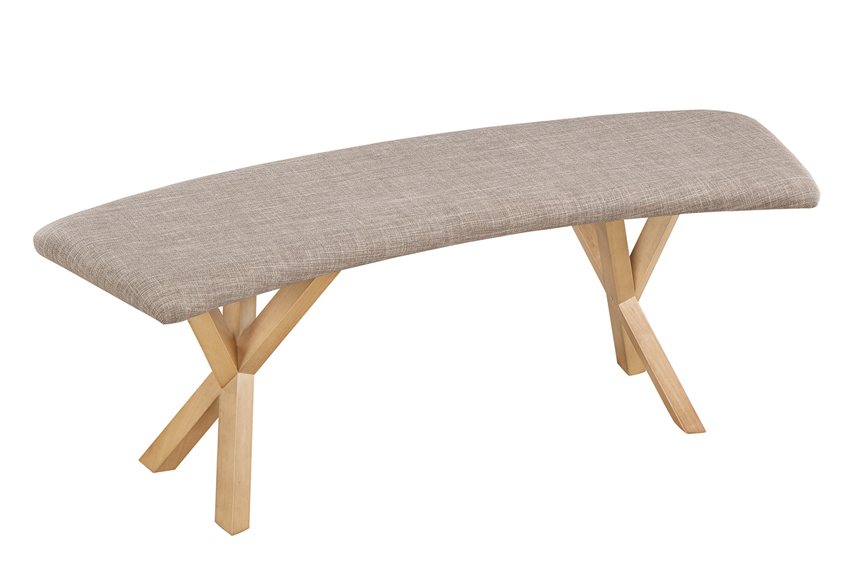 Banc design scandinave chne et tissu gris ANIK