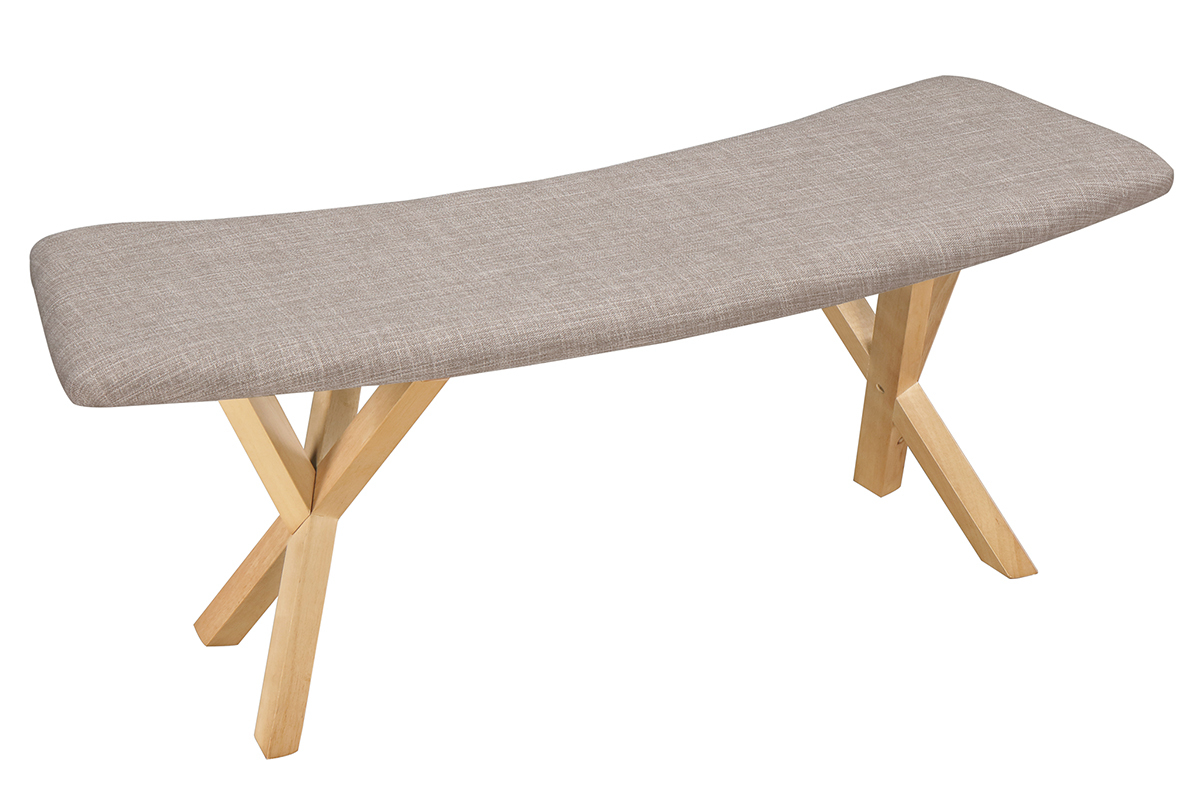 Banc design scandinave chne et tissu gris ANIK