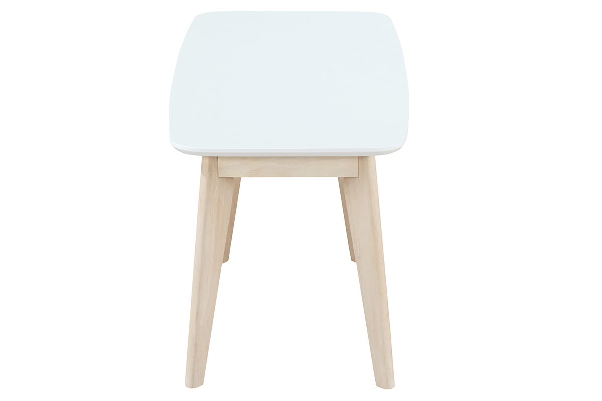 Banc scandinave blanc et bois clair L100 cm LEENA