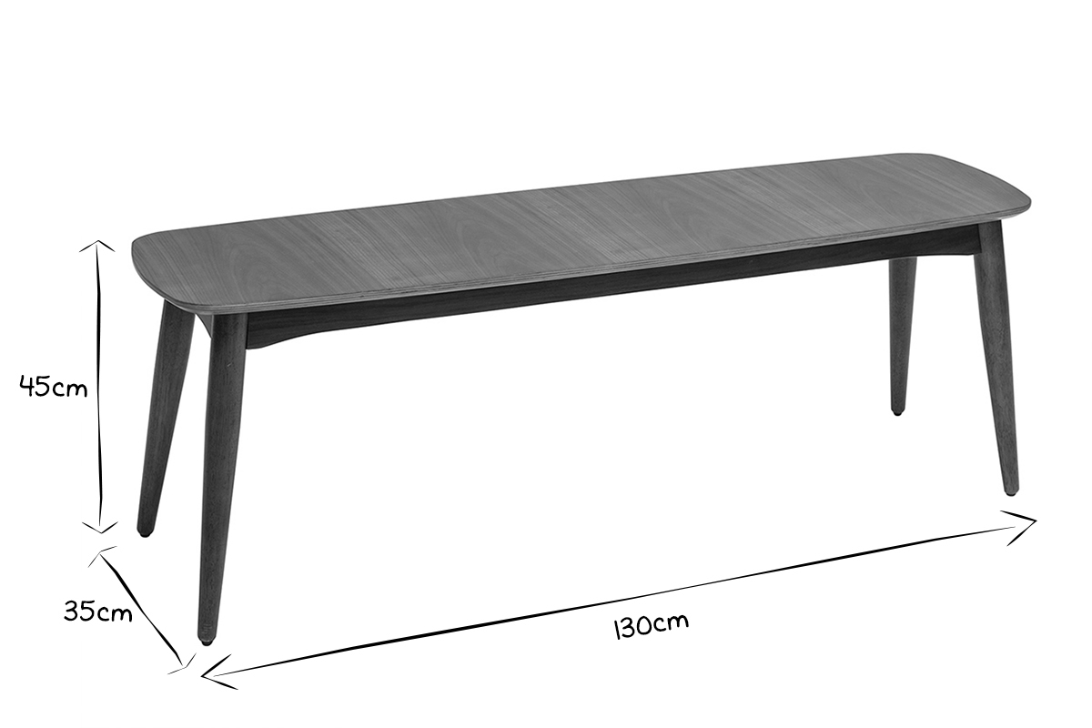 Banc vintage bois fonc noyer L130 cm NORDECO