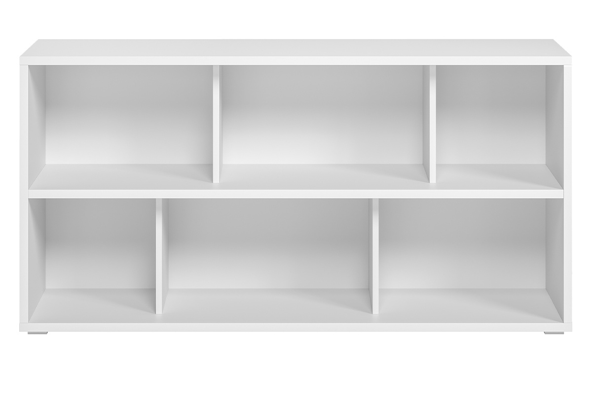 Bibliothque basse finition bois blanc L140 cm EPURE