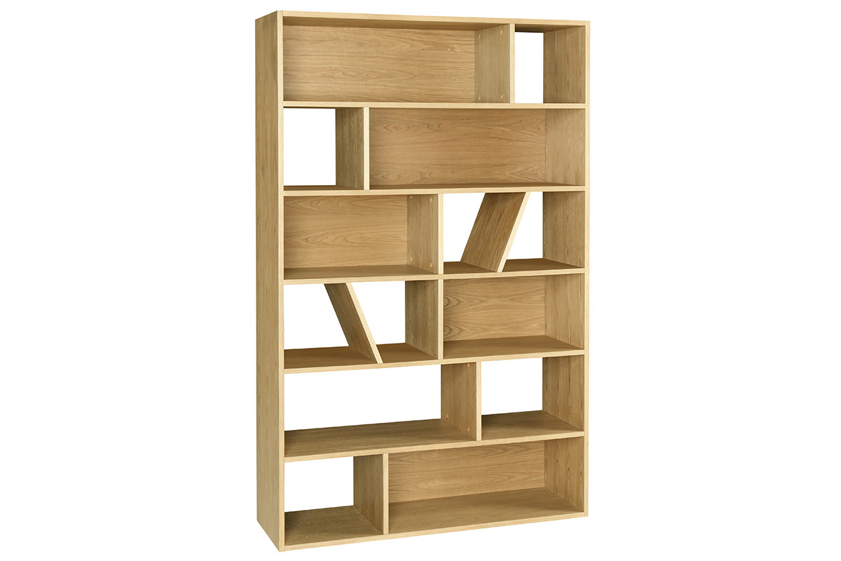 Bibliothque design en bois clair L120 cm AZTEQUE