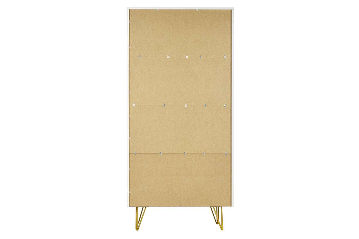 Bibliothque design grave blanc mat et mtal dor 2 portes L86 cm OZEN