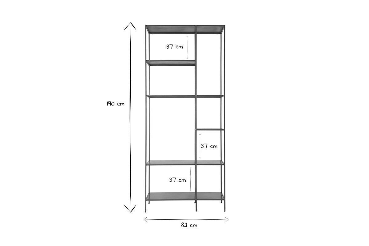 Bibliothque en mtal dor 5 tagres L82 cm MAGIC