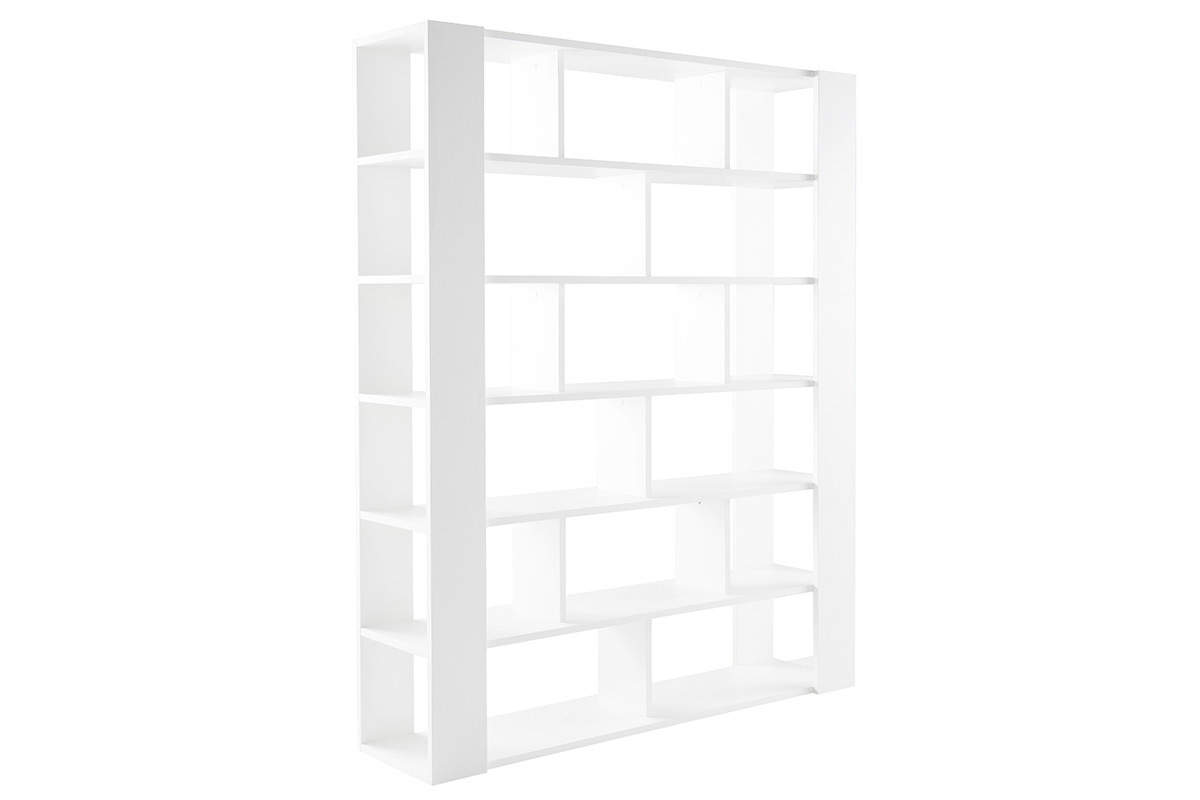 Bibliothque multi casiers design finition bois blanc chne L168 cm MUSSO