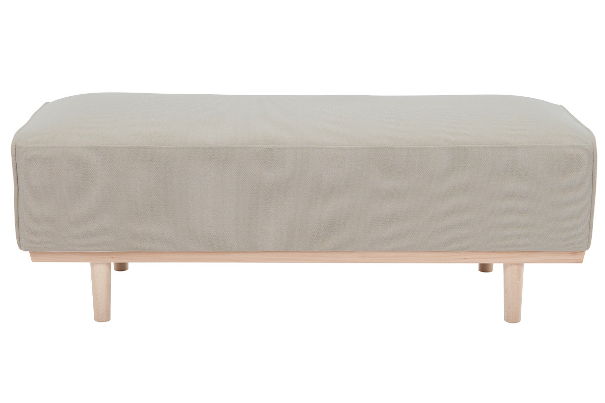 Bout de lit banc en tissu beige et bois clair massif L124 cm MORRIS