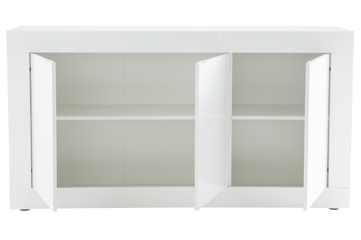 Buffet design blanc laqu 3 portes L160 cm LATTE