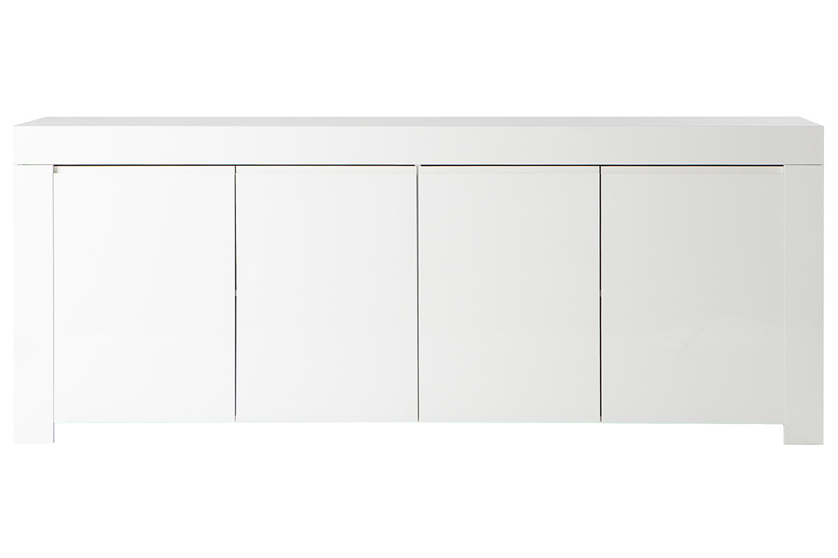 Buffet design blanc laqu 4 portes L210 cm ERIA