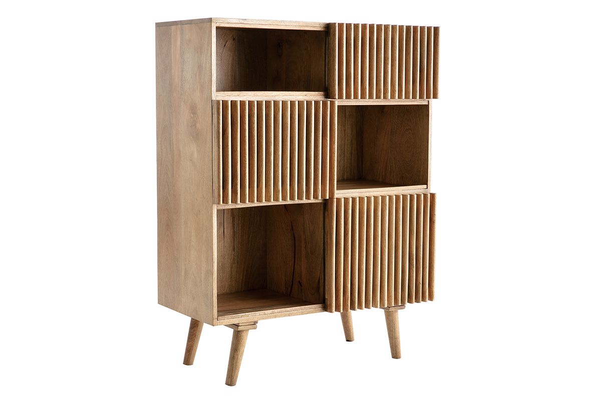 Buffet haut en bois manguier massif 3 portes coulissantes L85 cm ALBA