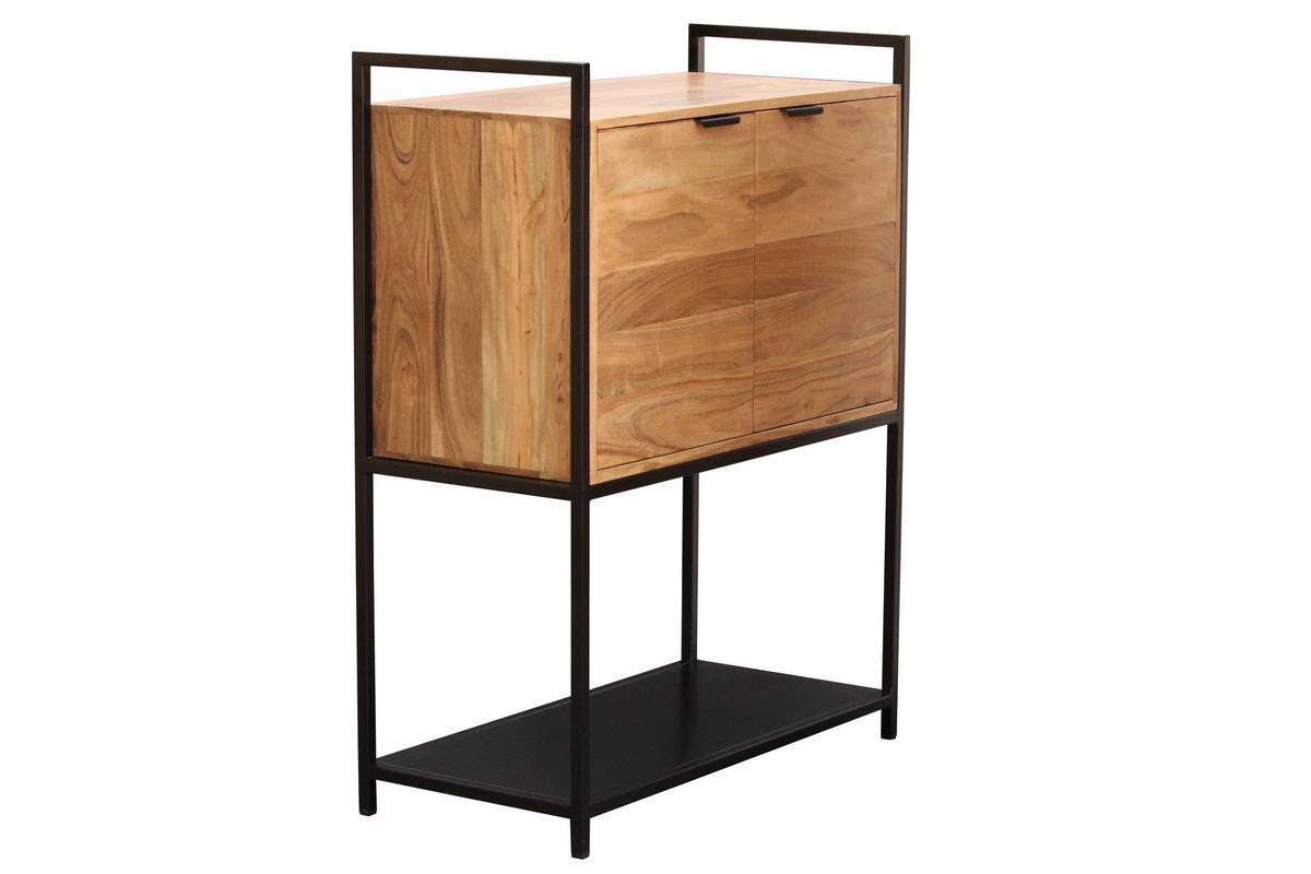 Buffet haut en bois massif et mtal noir 2 portes L85 cm ARTHUS