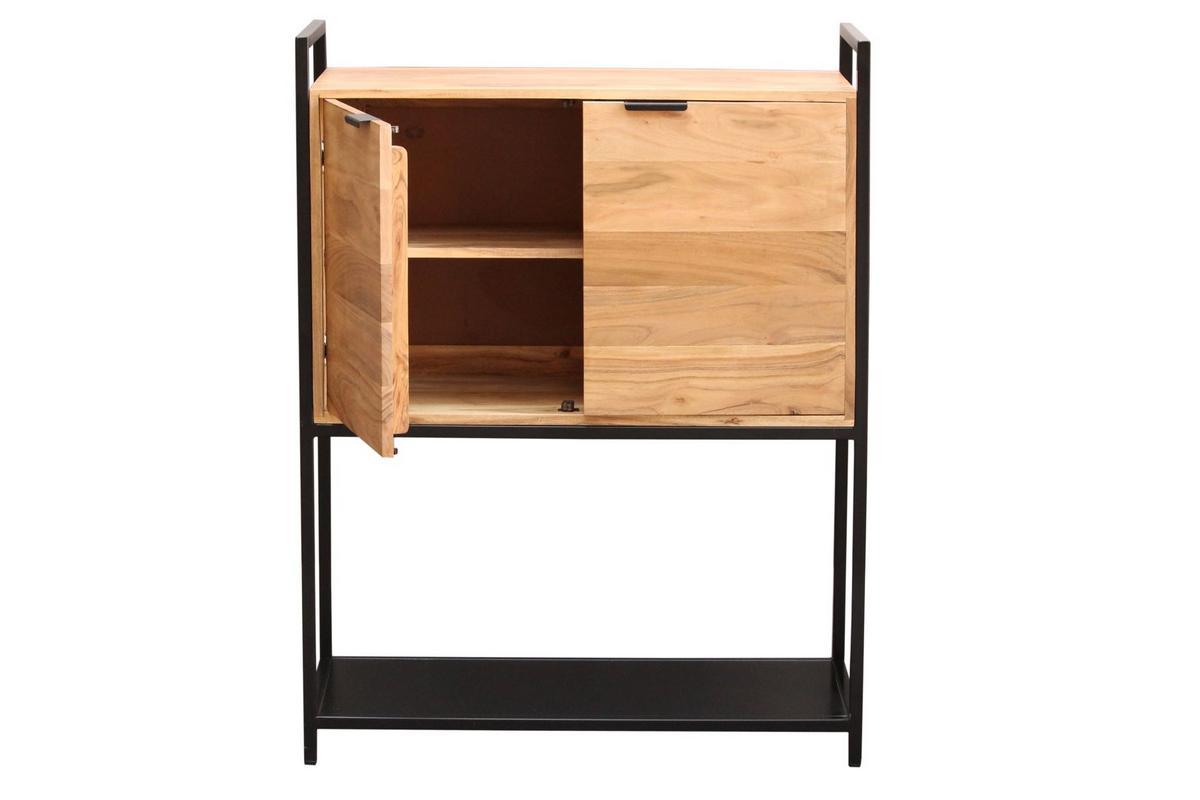 Buffet haut en bois massif et mtal noir 2 portes L85 cm ARTHUS