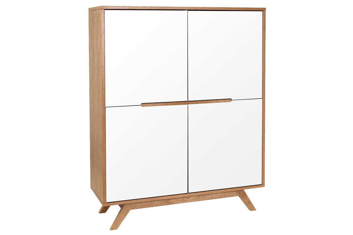 Buffet haut scandinave bois et blanc L110 cm HELIA