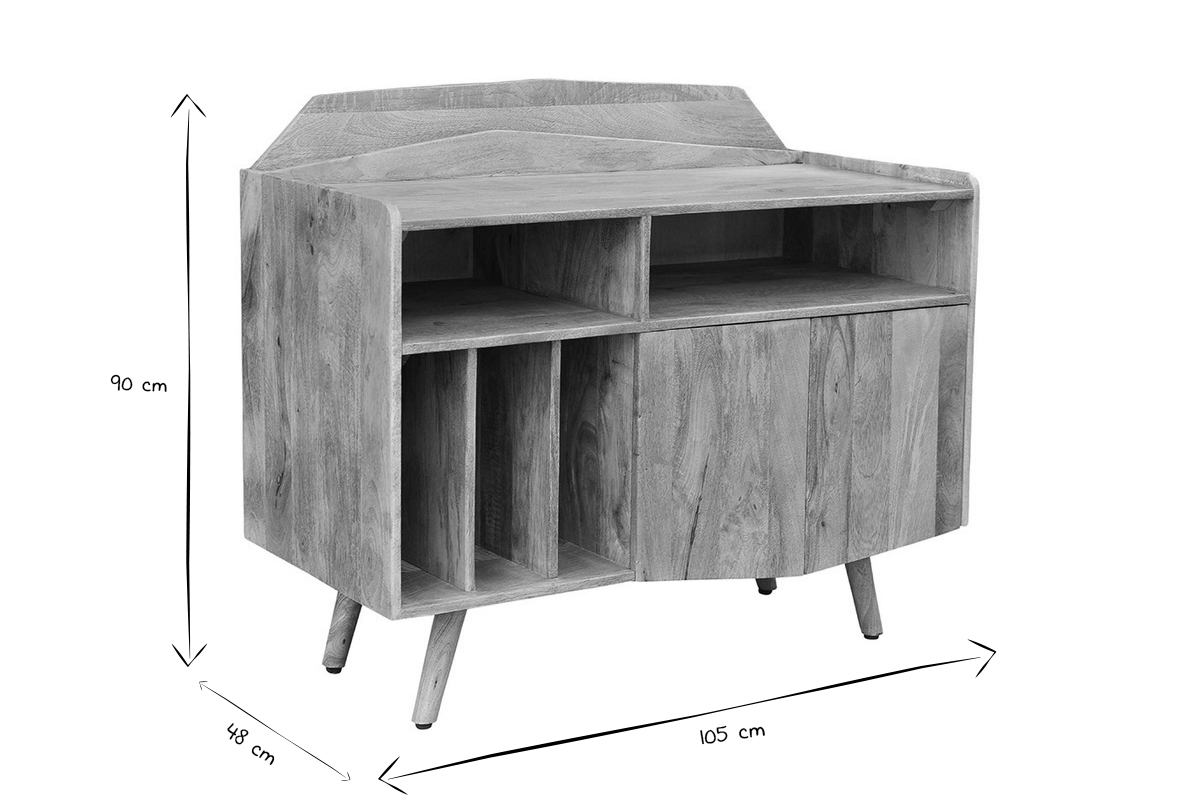 Buffet meuble de rangement vinyles en bois manguier massif L105 cm MATAHARI