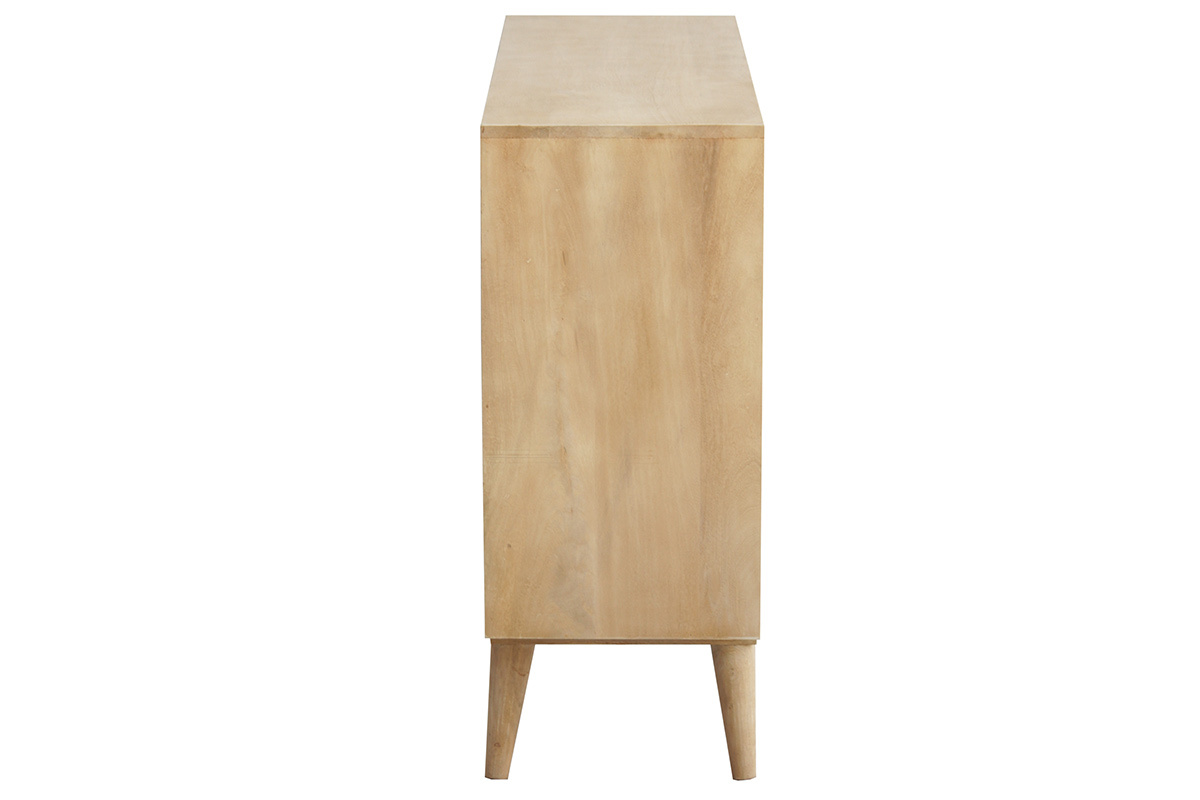 Buffet ouvert meuble de rangement bouteilles ou vinyles en bois manguier massif L120 cm ISIDRO