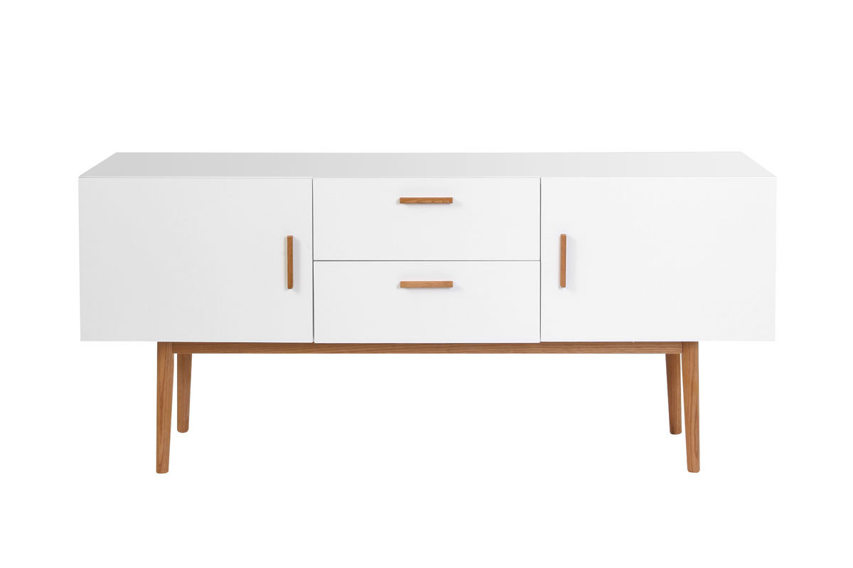 Buffet scandinave blanc et bois 2 portes L160 cm GILDA