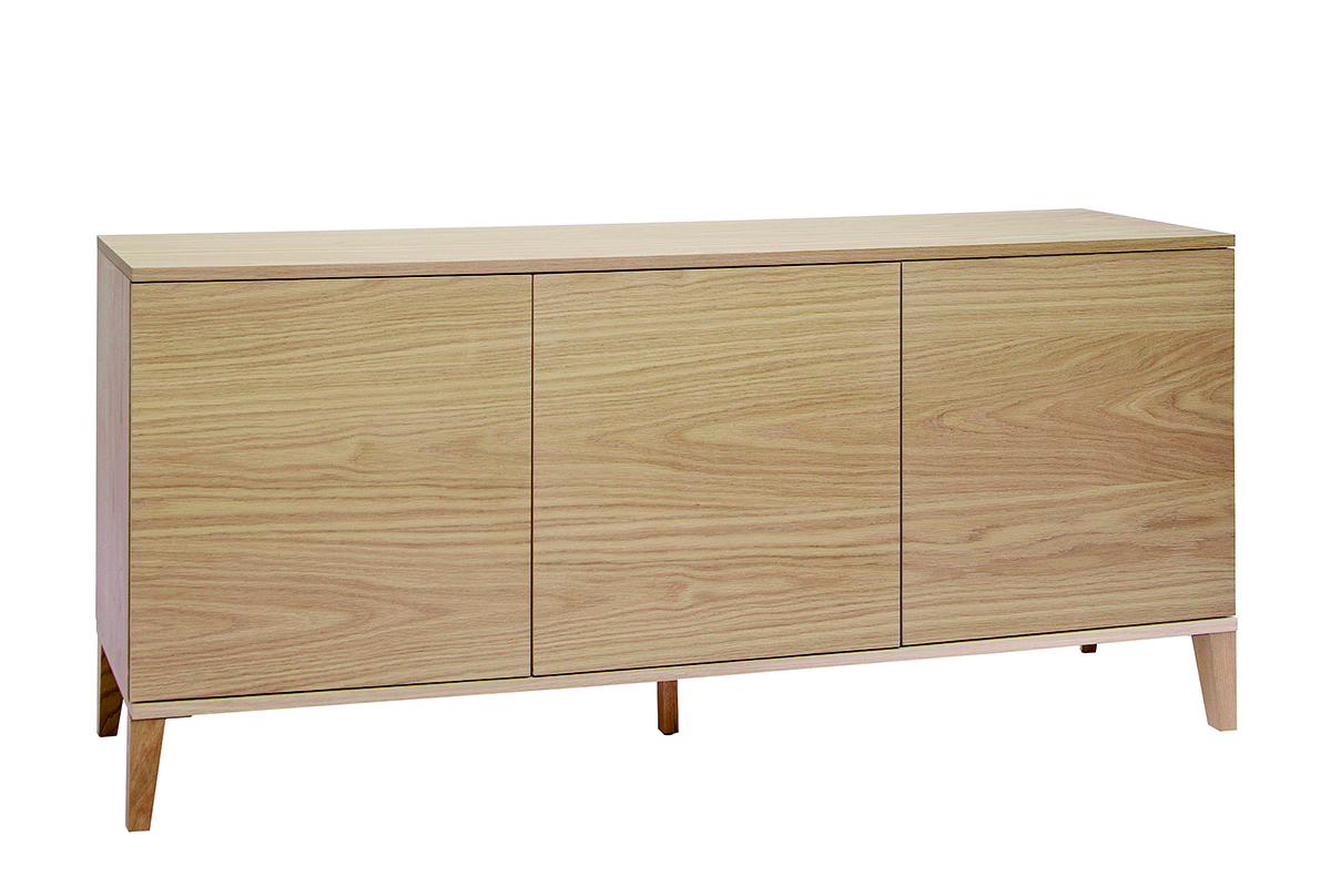 Buffet scandinave en bois clair chne 3 portes L180 cm FREDDY