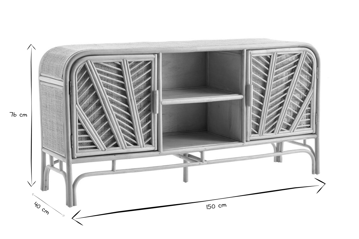 Buffet vintage en rotin 2 portes L150 cm GALON