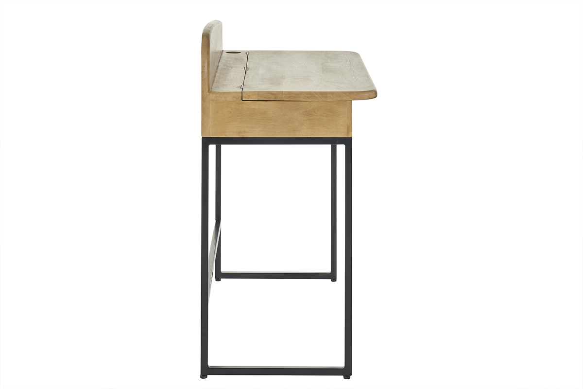 Bureau avec rangement en bois manguier massif L100 cm SHIVA