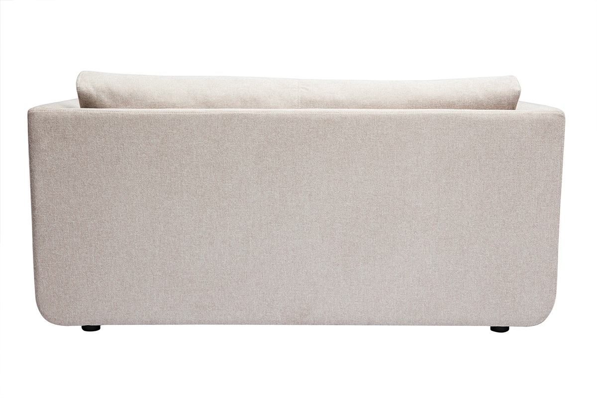 Canap convertible 2 places en tissu effet velours textur beige LEON