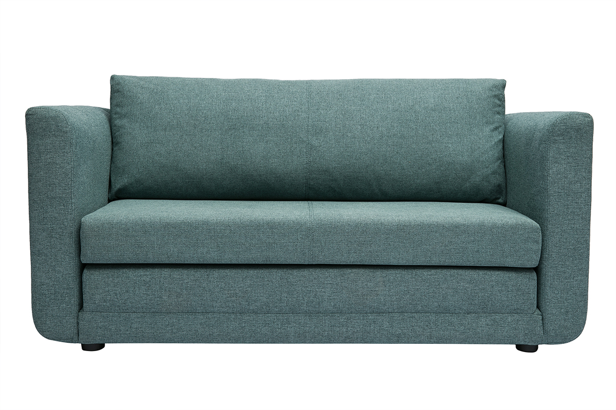 Canap convertible 2 places en tissu vert de gris LEON