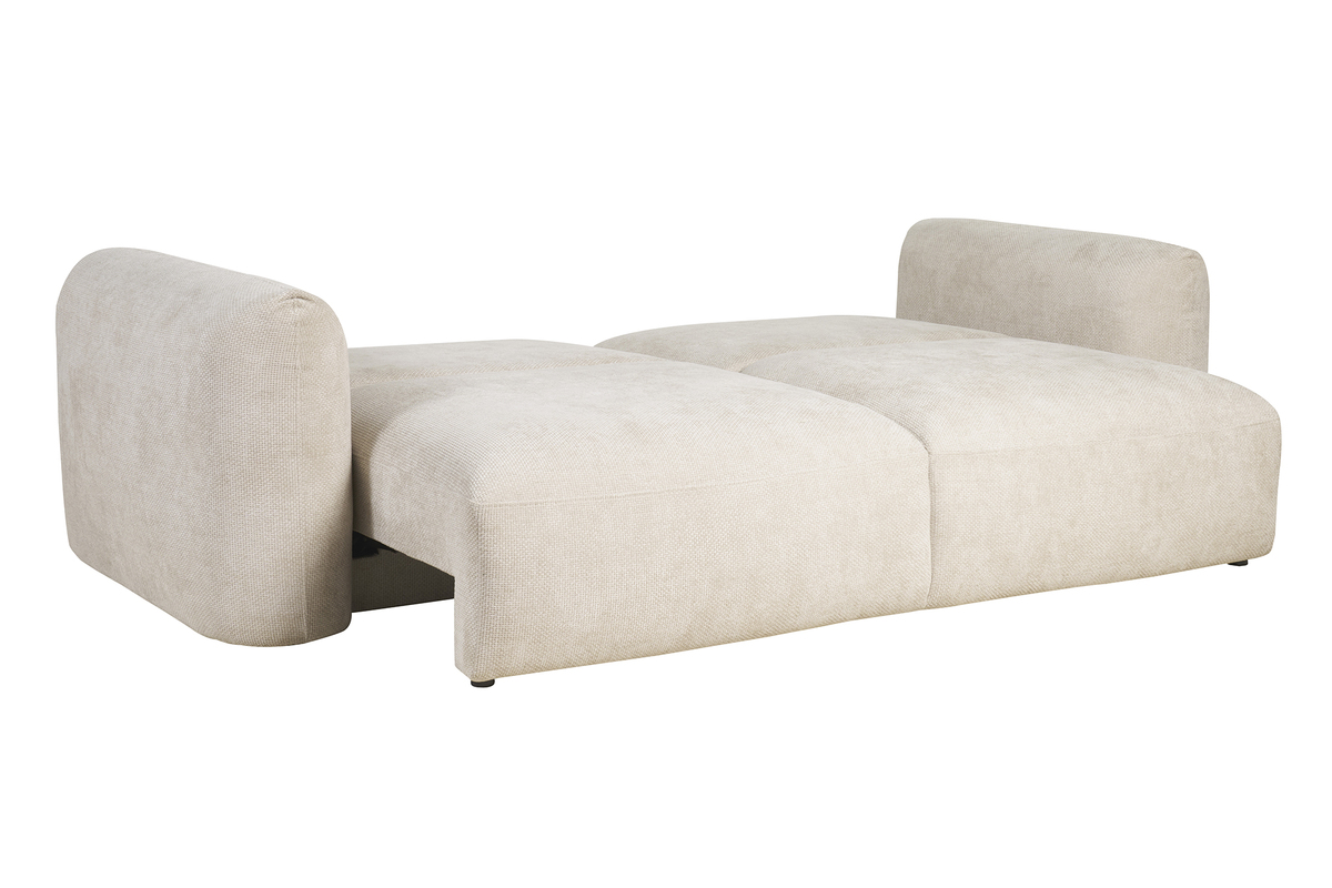 Canap convertible avec coffre 4 places en tissu velours chenille beige CRUSH