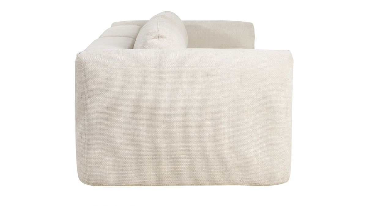 Canap convertible avec coffre 4 places en tissu velours chenille beige CRUSH