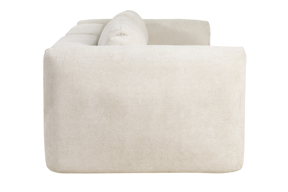 Canap convertible avec coffre 4 places en tissu velours chenille beige CRUSH