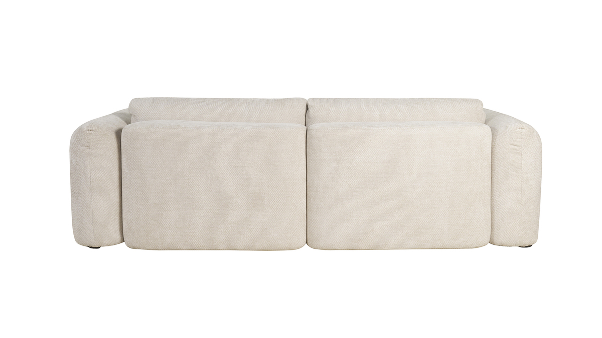 Canap convertible avec coffre 4 places en tissu velours chenille beige CRUSH