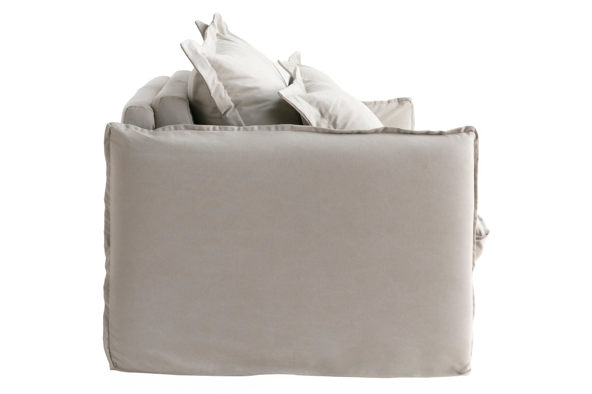 Canap convertible dhoussable 3 places en coton beige avec matelas 13 cm ALDO