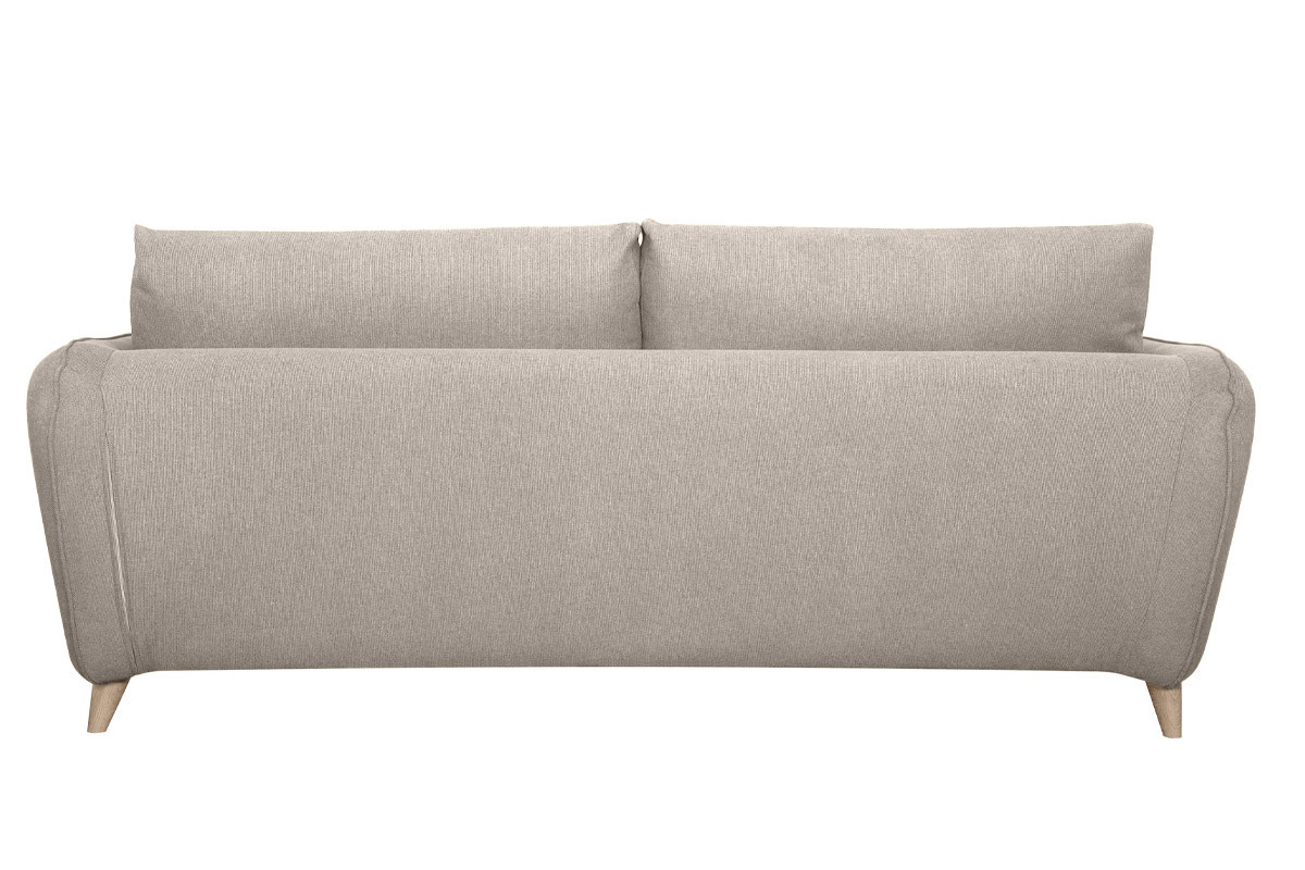 Canap convertible scandinave 3 places en tissu beige avec matelas 10 cm CREEP