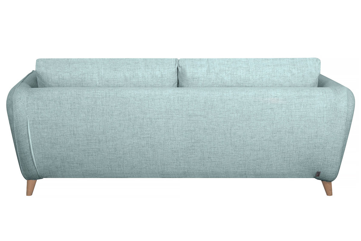 Canap convertible scandinave 3 places en tissu bleu glacier avec matelas 10 cm CREEP