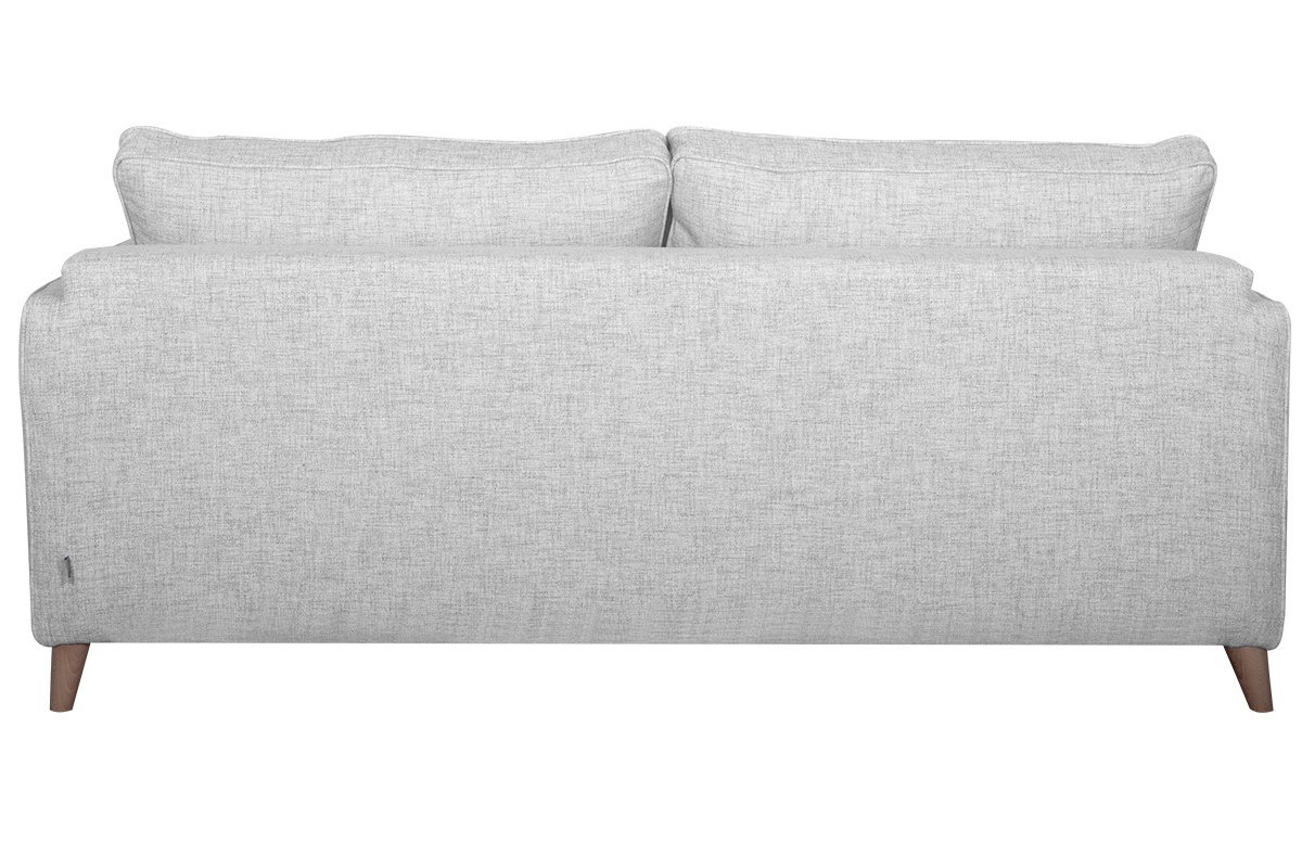 Canap convertible scandinave 3 places en tissu gris clair et bois clair avec matelas 10 cm PAPEL