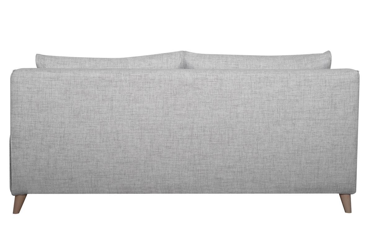 Canap convertible scandinave 3 places en tissu gris clair et bois clair avec matelas 10 cm VENDOME