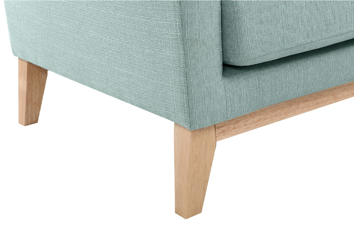 Canap d'angle droit dhoussable scandinave 4 places en tissu vert lagon et bois clair OSLO