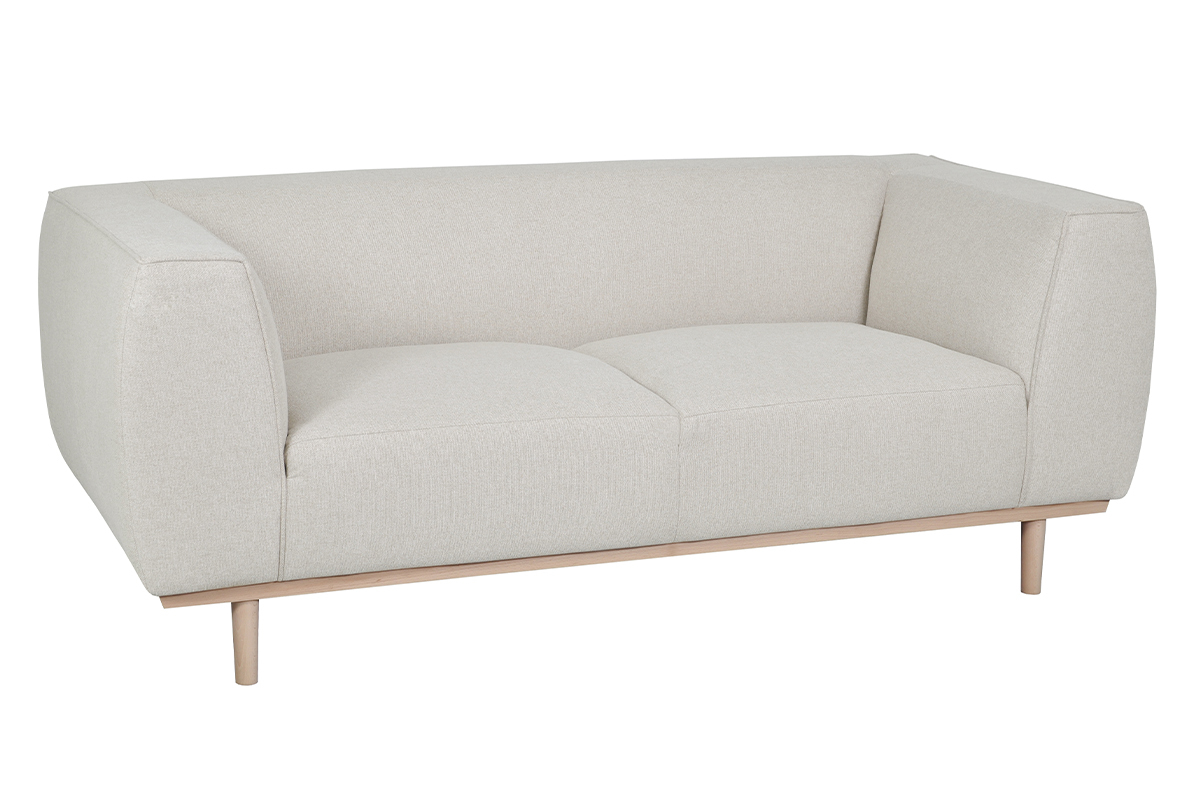 Canap scandinave 2-3 places en tissu beige et bois clair MORRIS