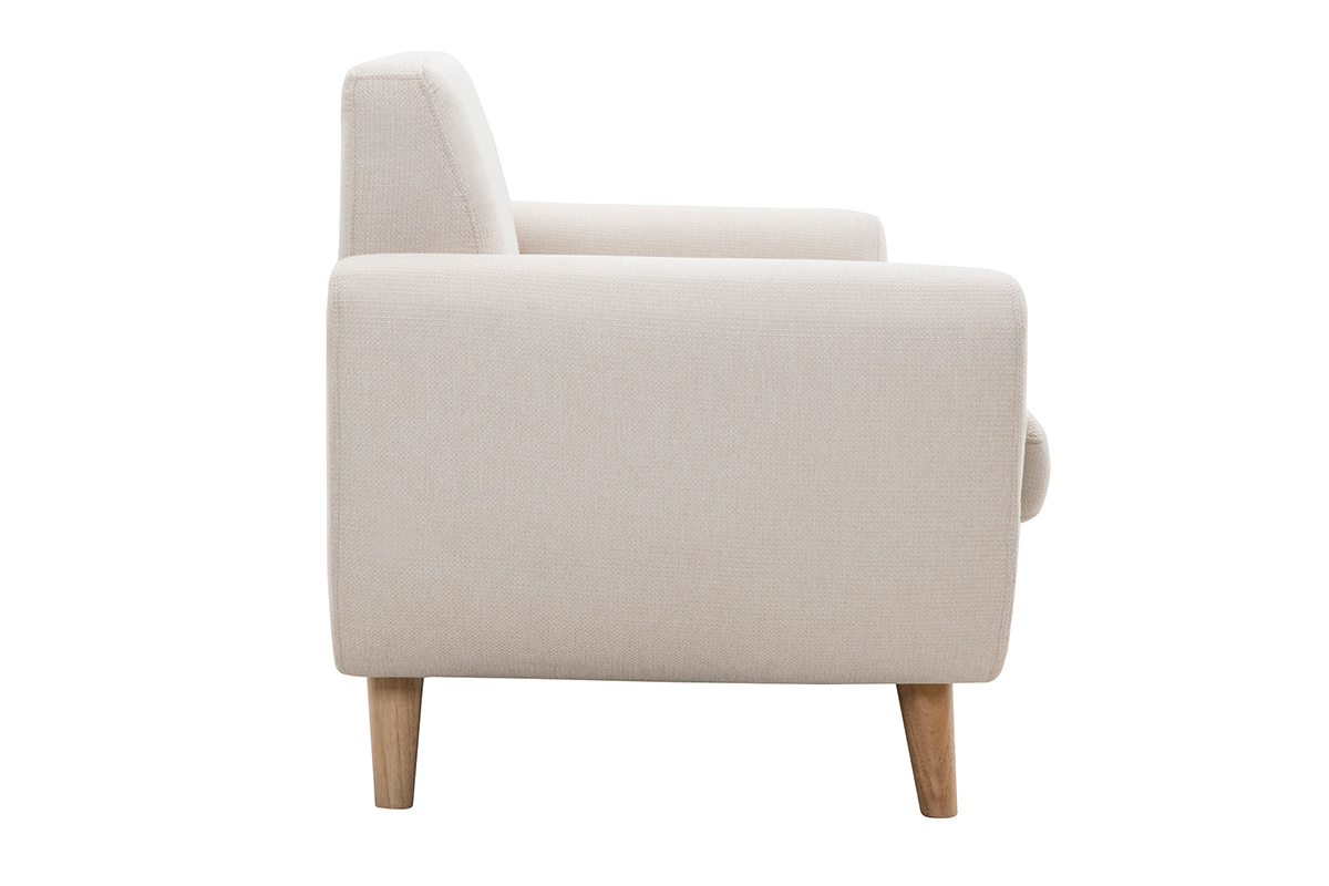 Canap scandinave 2 places en tissu beige et bois clair PURE