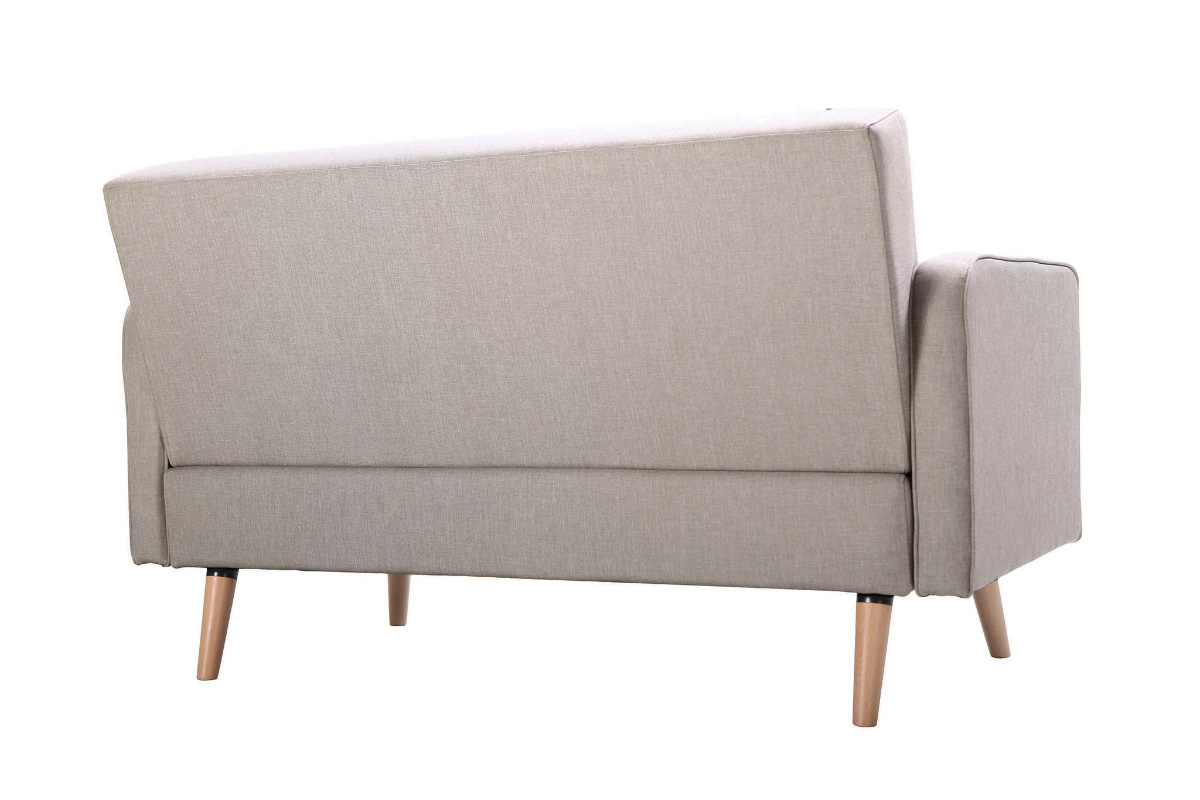 Canap scandinave 2 places en tissu beige et bois clair ULLA