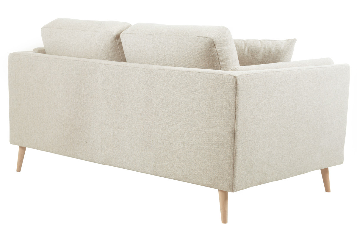 Canap scandinave 2 places en tissu beige naturel et bois clair VOGUE