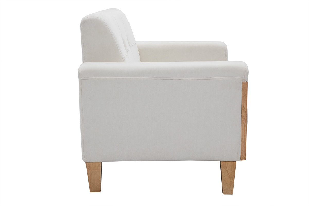 Canap scandinave 2 places en tissu blanc cass et bois clair  FJORD