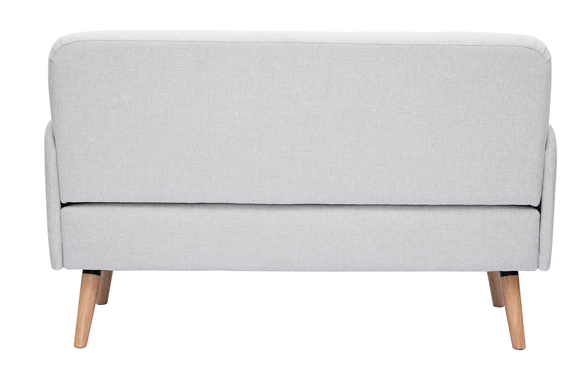 Canap scandinave 2 places en tissu effet velours textur beige et bois clair ISKO