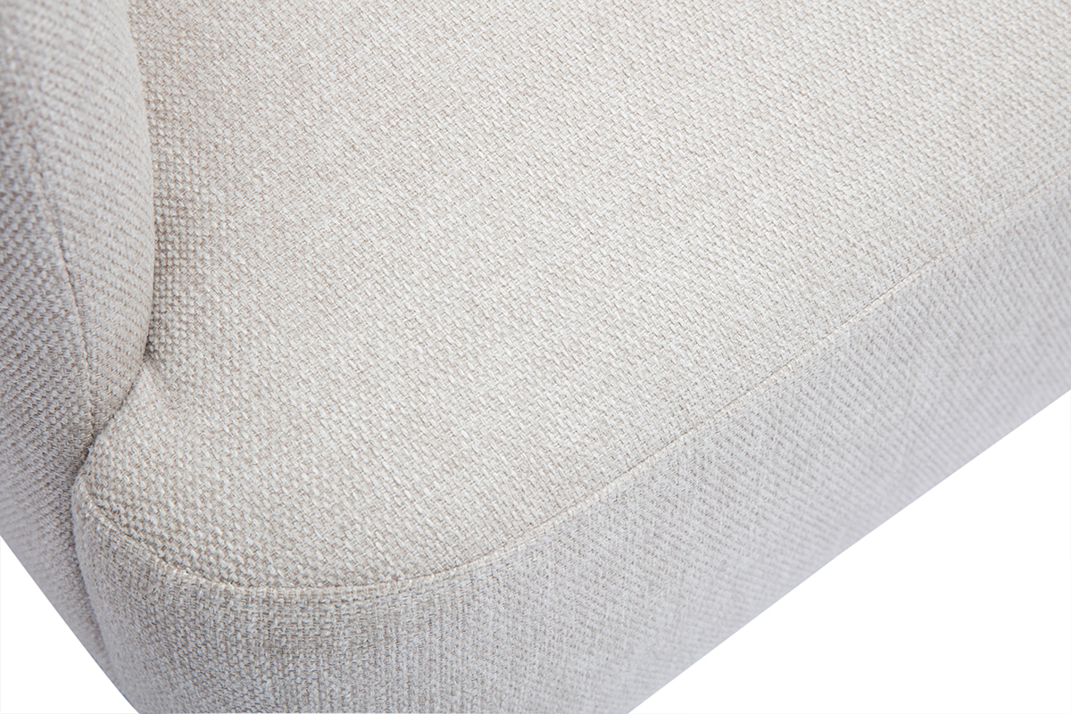 Canap scandinave 2 places en tissu effet velours textur beige et bois clair ISKO